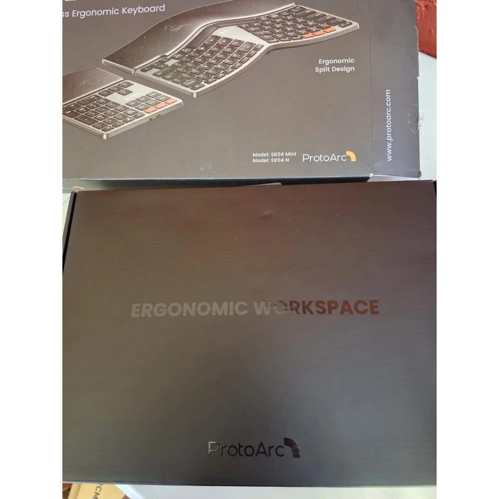 New NIB EK04 Wireless Ergonomic Keyboard Split Design Black Grey Orange $64
